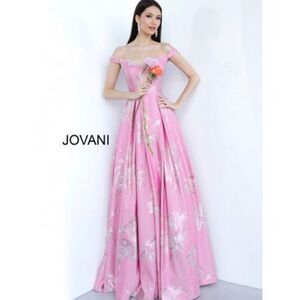 Jovani 48361 Off The Shoulder Floral Dress US4